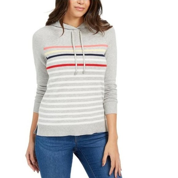 Charter Club Striped Hooded Sweater - Picture 3 of 7